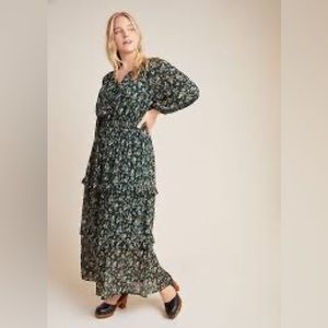 Anthropologie Skies Are Blue Gabrielle Tiered Maxi Dress, 1X Bohemian Plus Size